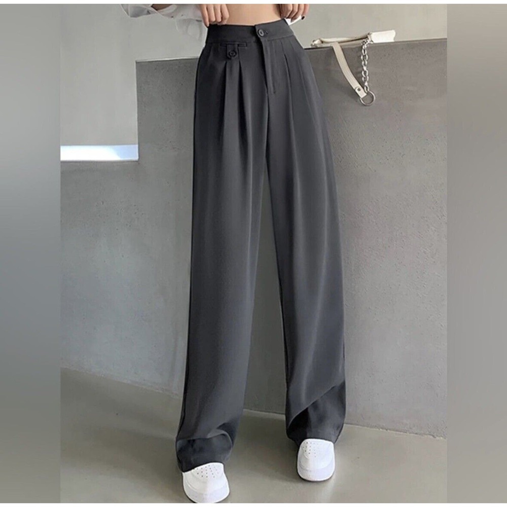 NWT AHA Selected Drooping High Waist Long Dress Pants Women’s Size Large Gray